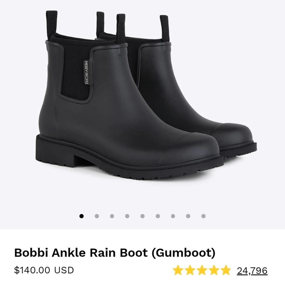 Merry People Bobbi Ankle Rain‎ Boot (Gumboot) Black/black Size 43/36
